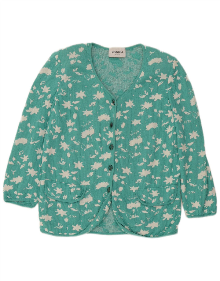 STIZZOLI Maglione cardigan da donna con motivo astratto UK 16 Large Verde