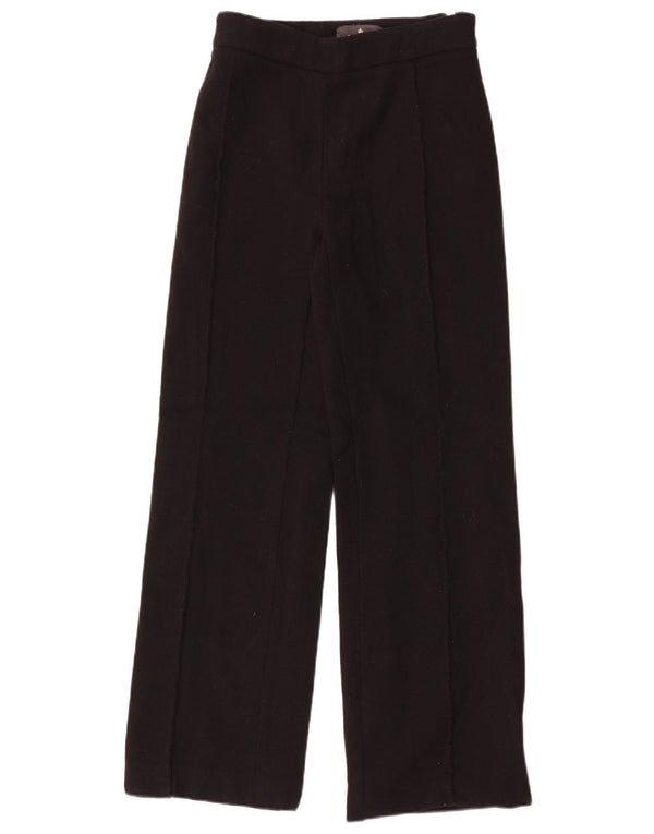 Pantaloni casual vintage a gamba larga da donna IT 40 piccoli W26 L30 neri