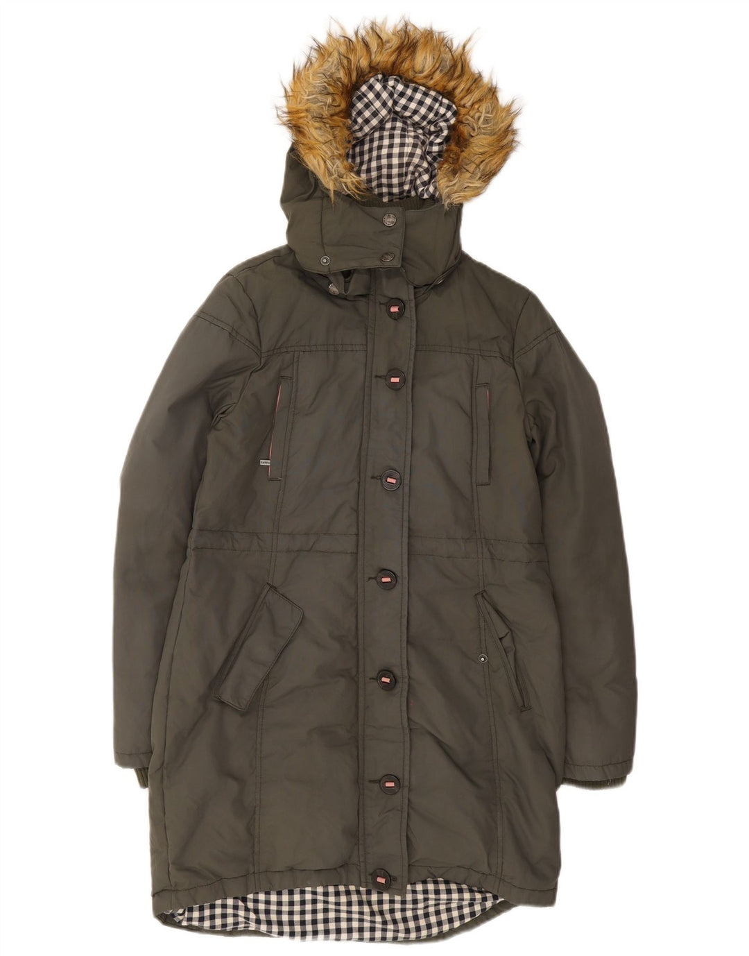 Giacca Parka con cappuccio da donna Fat Face UK 10 piccola cotone kaki