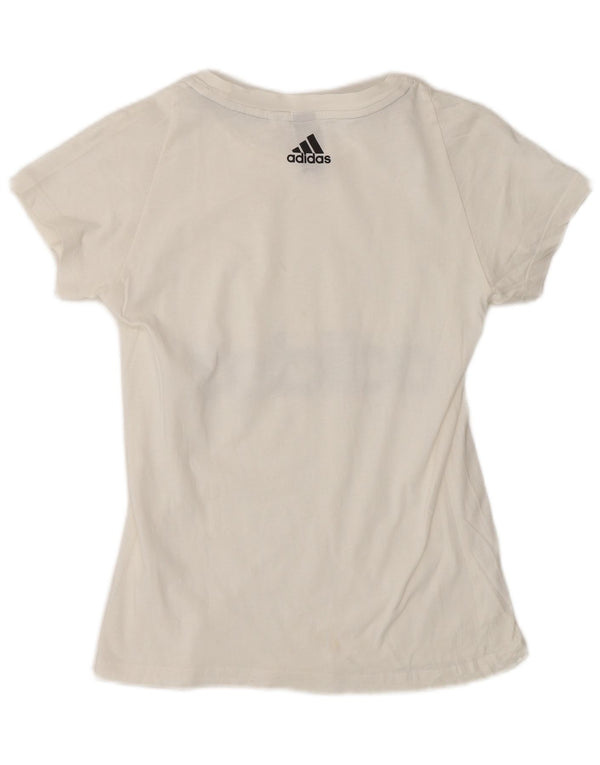 T-shirt grafica da donna Adidas Top UK 10 piccola bianca