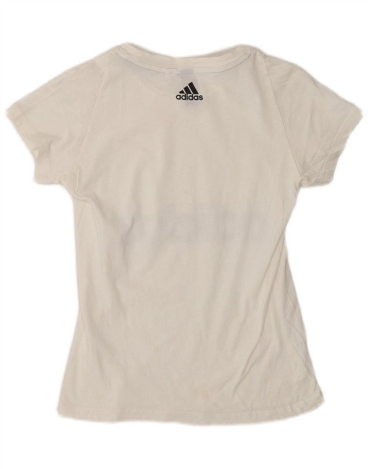 T-shirt grafica da donna Adidas Top UK 10 piccola bianca