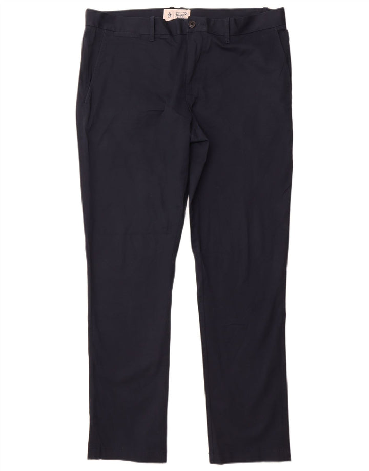 PENGUIN Pantaloni chino slim da uomo W36 L32 Blu navy