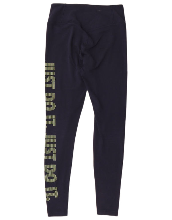 Leggings grafici Nike Dri Fit da donna UK 6 XS blu navy