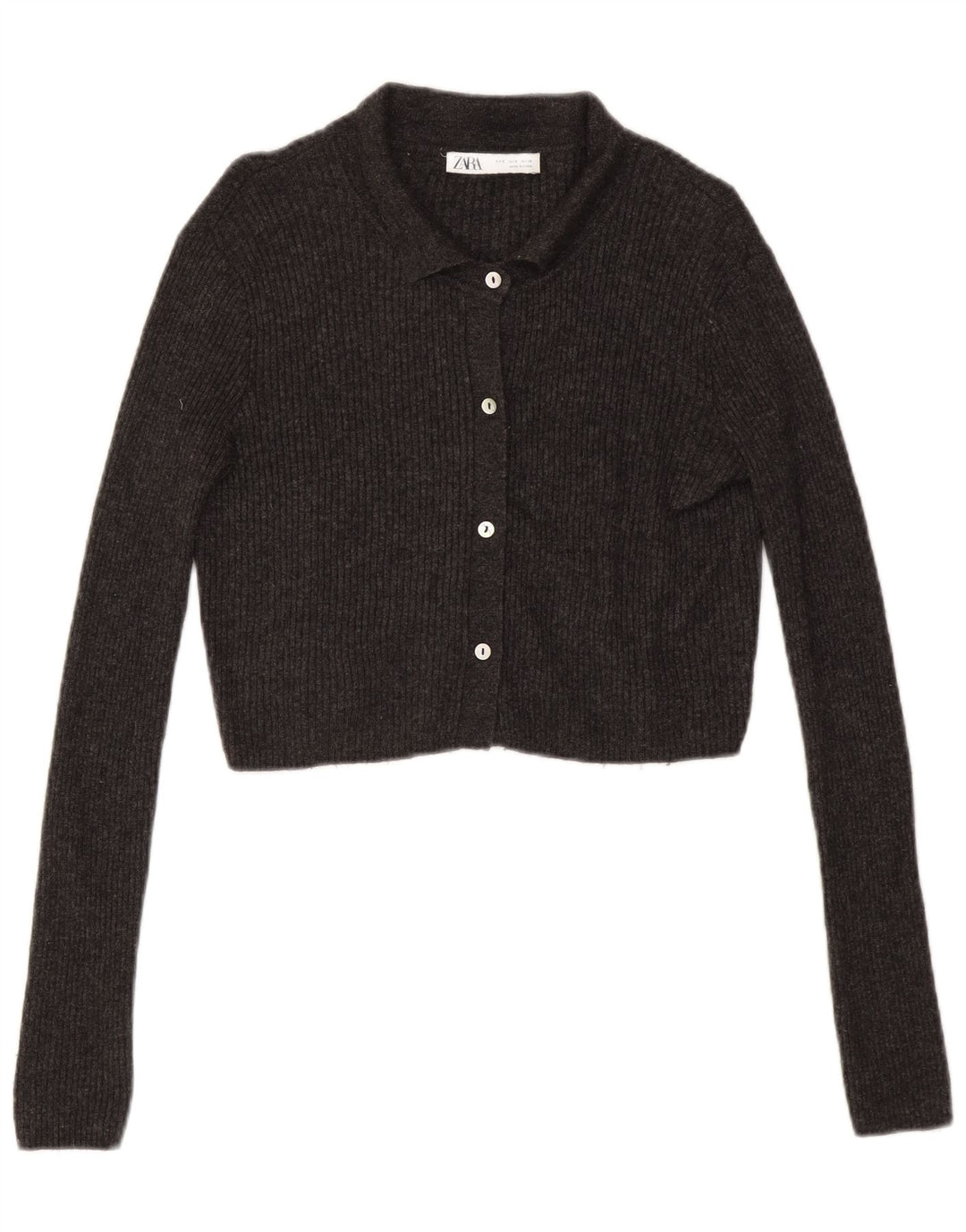 Maglione cardigan corto Zara da donna UK 10 piccolo grigio