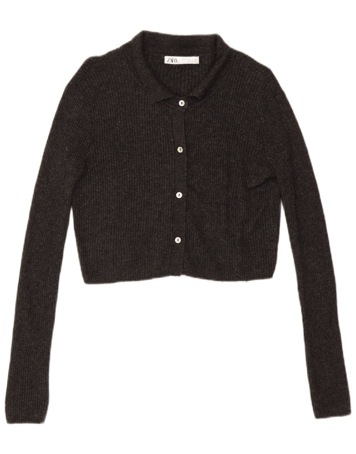 Maglione cardigan corto Zara da donna UK 10 piccolo grigio