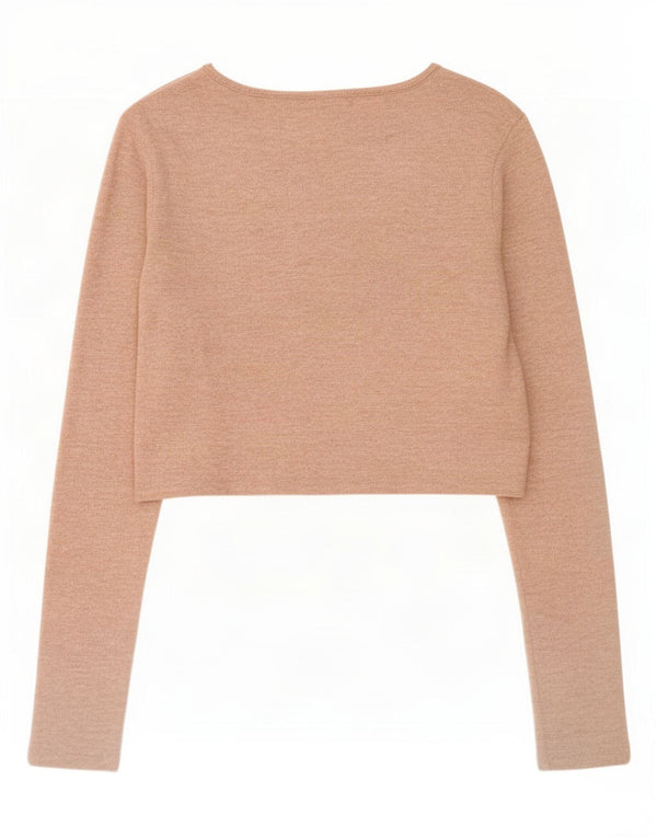 Top cardigan corto da donna Zara UK 12 Viscosa rosa medio