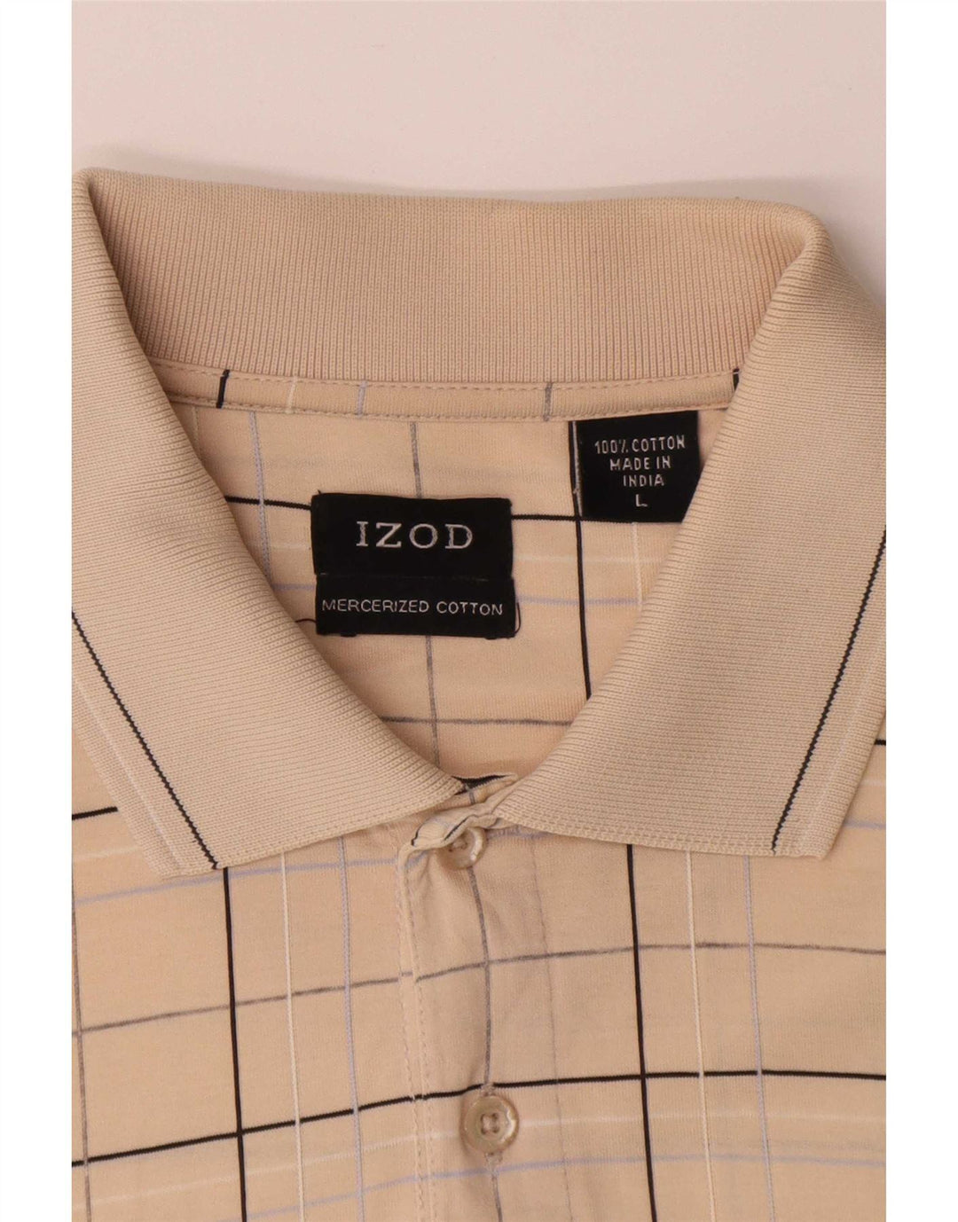 Polo da uomo Izod grande in cotone a quadri beige