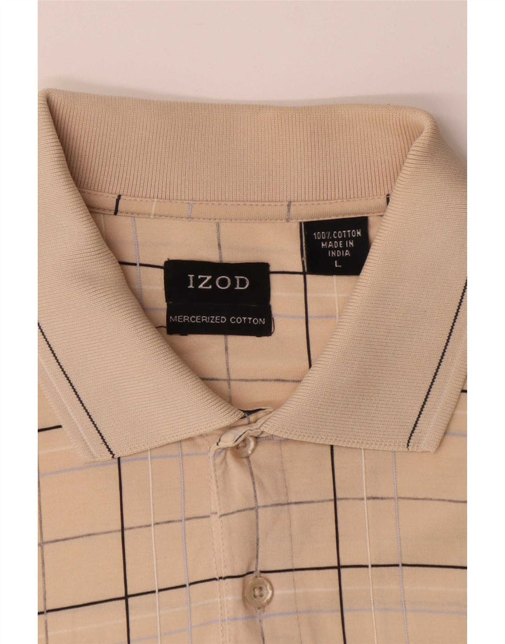 Polo da uomo Izod grande in cotone a quadri beige