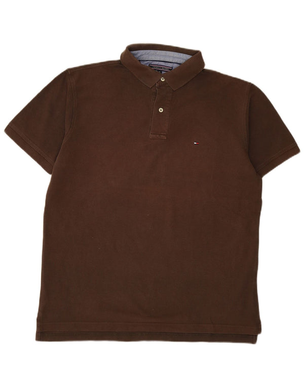 Polo da uomo Tommy Hilfiger XL in cotone marrone