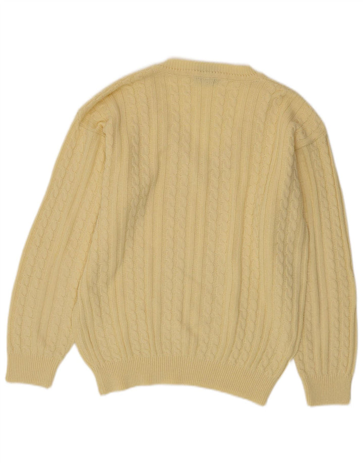 Maglione vintage da uomo con scollo a V in cotone giallo medio
