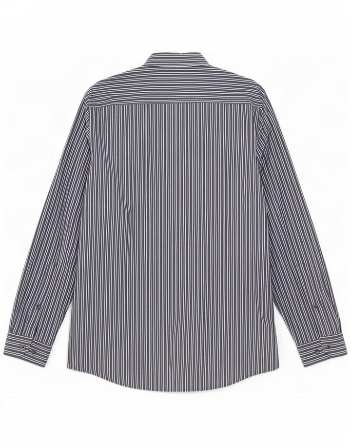 Camicia da uomo Hugo Boss taglia 40 15,5 cotone gessato medio blu navy