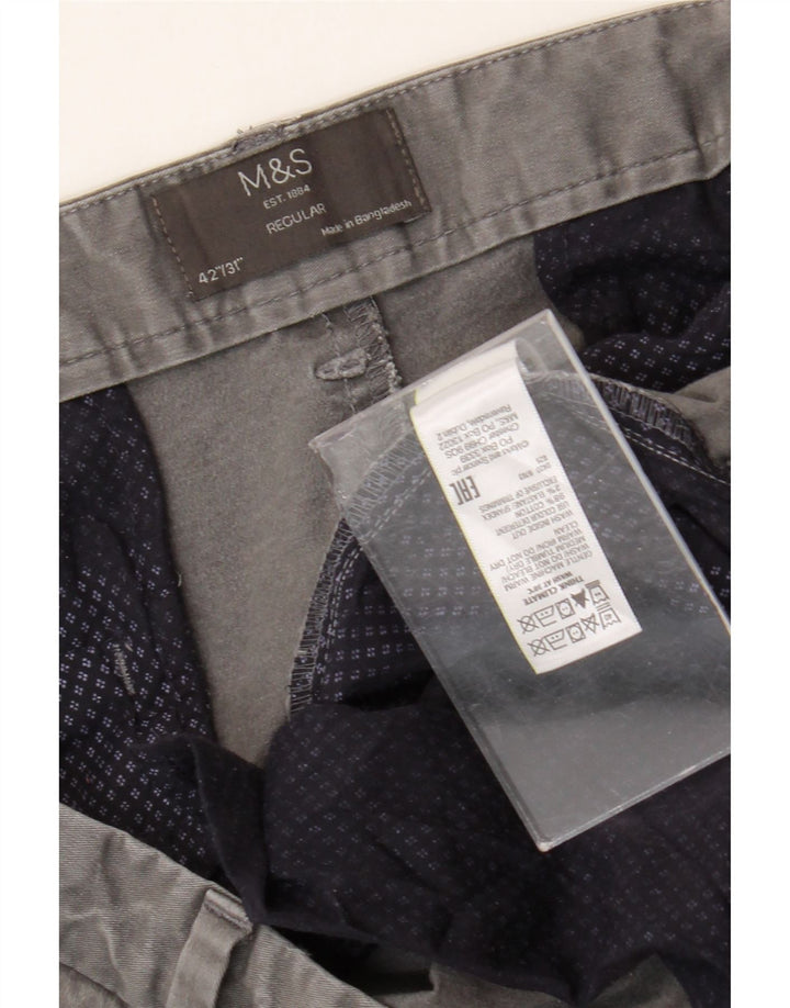 Pantaloni chino vestibilità regolare da uomo Marks & Spencer W42 L31 cotone grigio