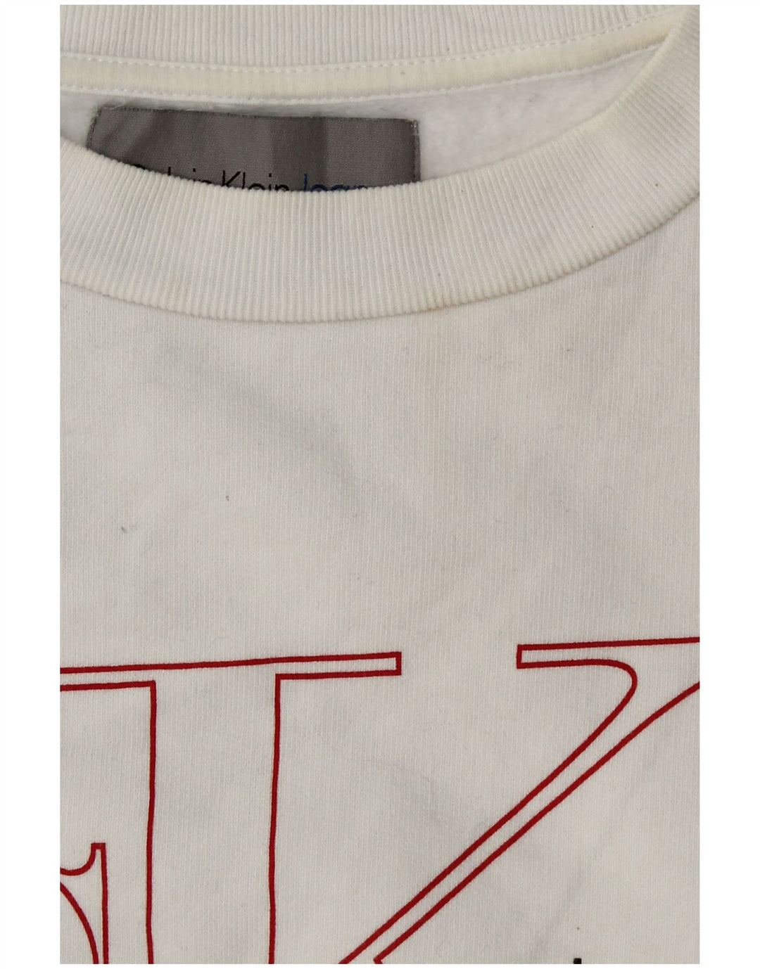 CALVIN KLEIN JEANS Felpa con grafica corta da donna UK 6 XS Bianco