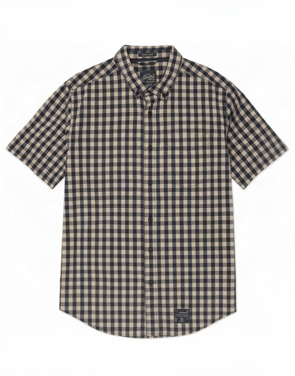 Camicia a maniche corte da uomo Superdry Large in cotone a quadretti blu navy