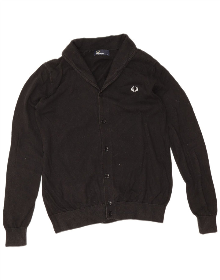 Maglione cardigan da ragazzo Fred Perry 13-14 anni grande in cotone nero