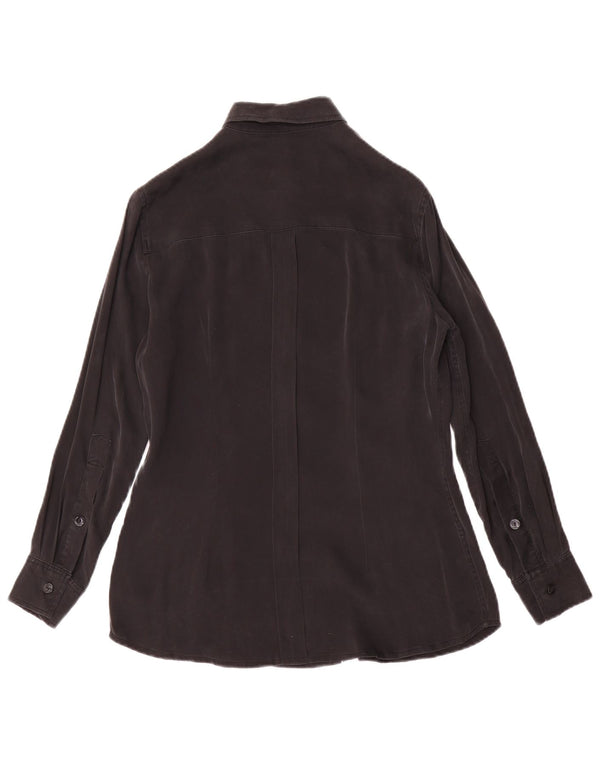 Camicetta camicia vintage da donna UK 12 media nera