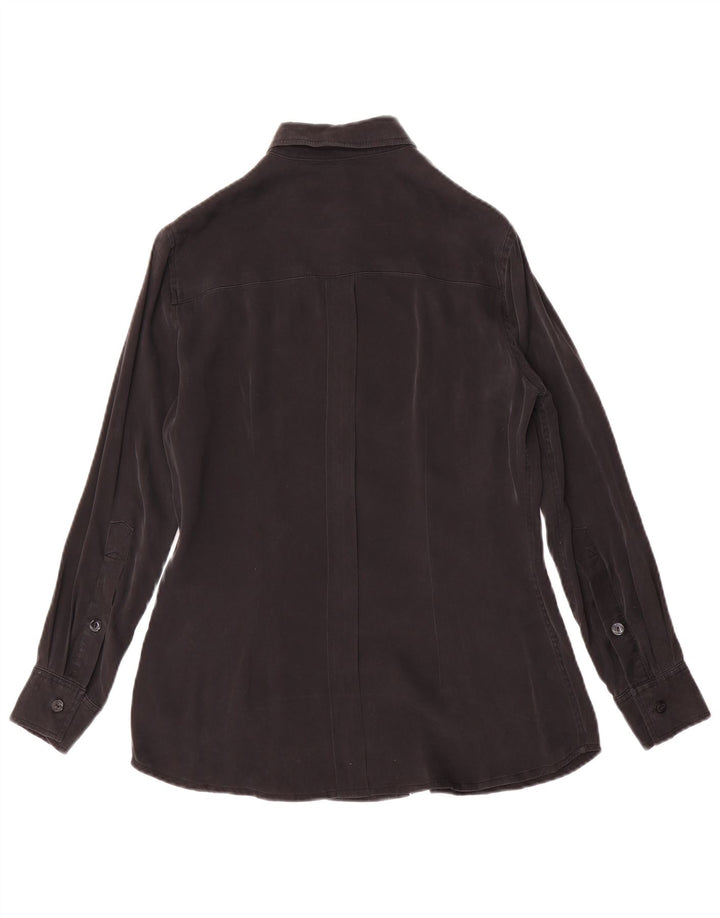 Camicetta camicia vintage da donna UK 12 media nera