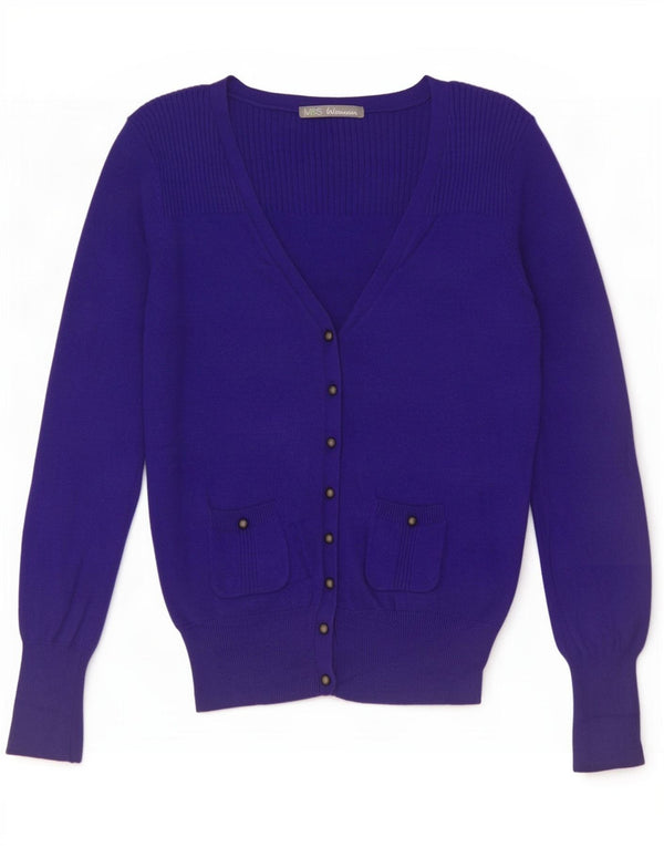 Maglione cardigan militare da donna Marks & Spencer UK 10 piccolo blu navy