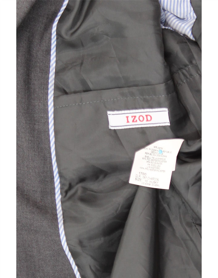 Giacca blazer a 2 bottoni Husky Izod da ragazzo 9-10 anni in poliestere grigio
