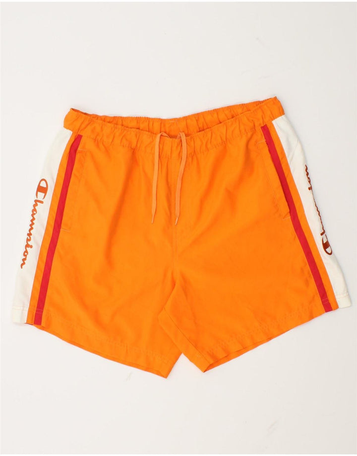 Pantaloncini da bagno grafici da uomo Champion, grandi, in poliestere color block arancione