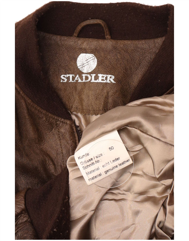 Giubbotto bomber in pelle da uomo Stadler EU 40 grande marrone