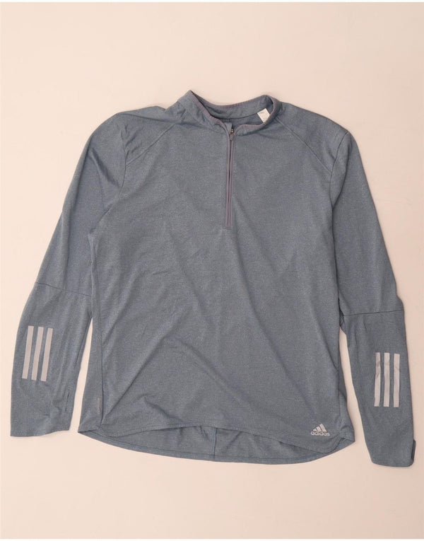 Top della tuta pullover con zip e collo Adidas Climalite da donna UK 20/22 XL Grigio
