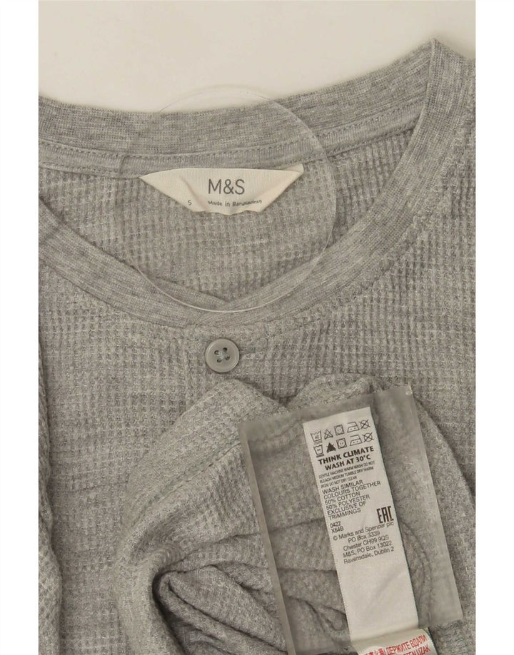 Marks & Spencer Top da uomo a maniche lunghe piccolo in cotone grigio