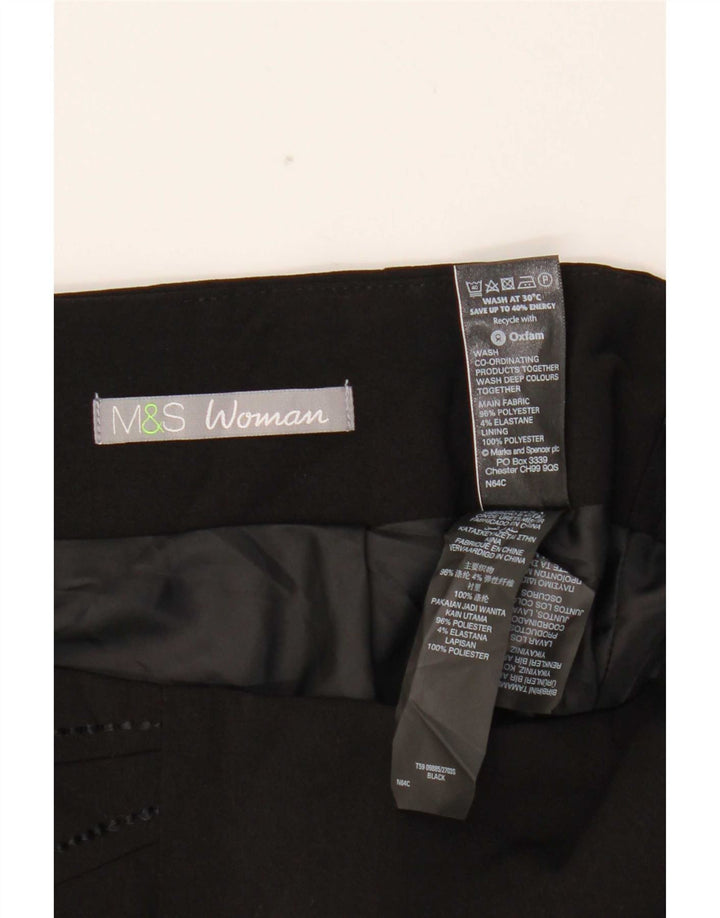 Gonna a tromba da donna Marks & Spencer UK 10 piccola W29 poliestere nero