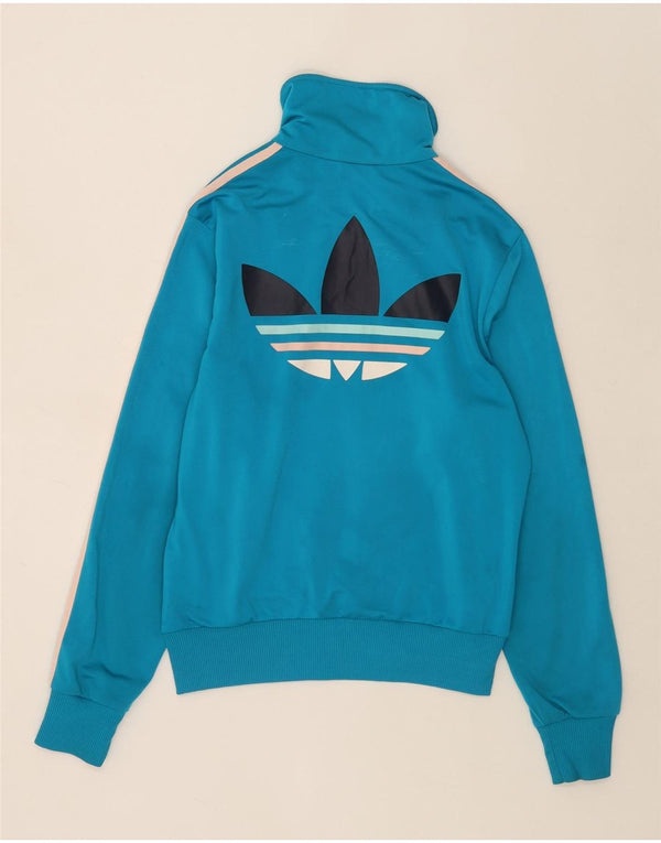 Giacca da ginnastica grafica da donna Adidas UK 16 grande poliestere blu