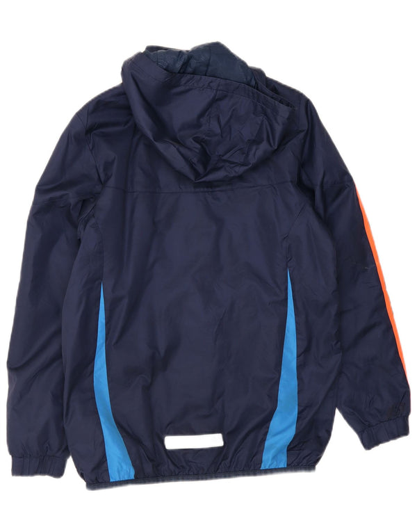 Giacca antipioggia con cappuccio Adidas da ragazzo 13-14 anni in nylon color block blu navy