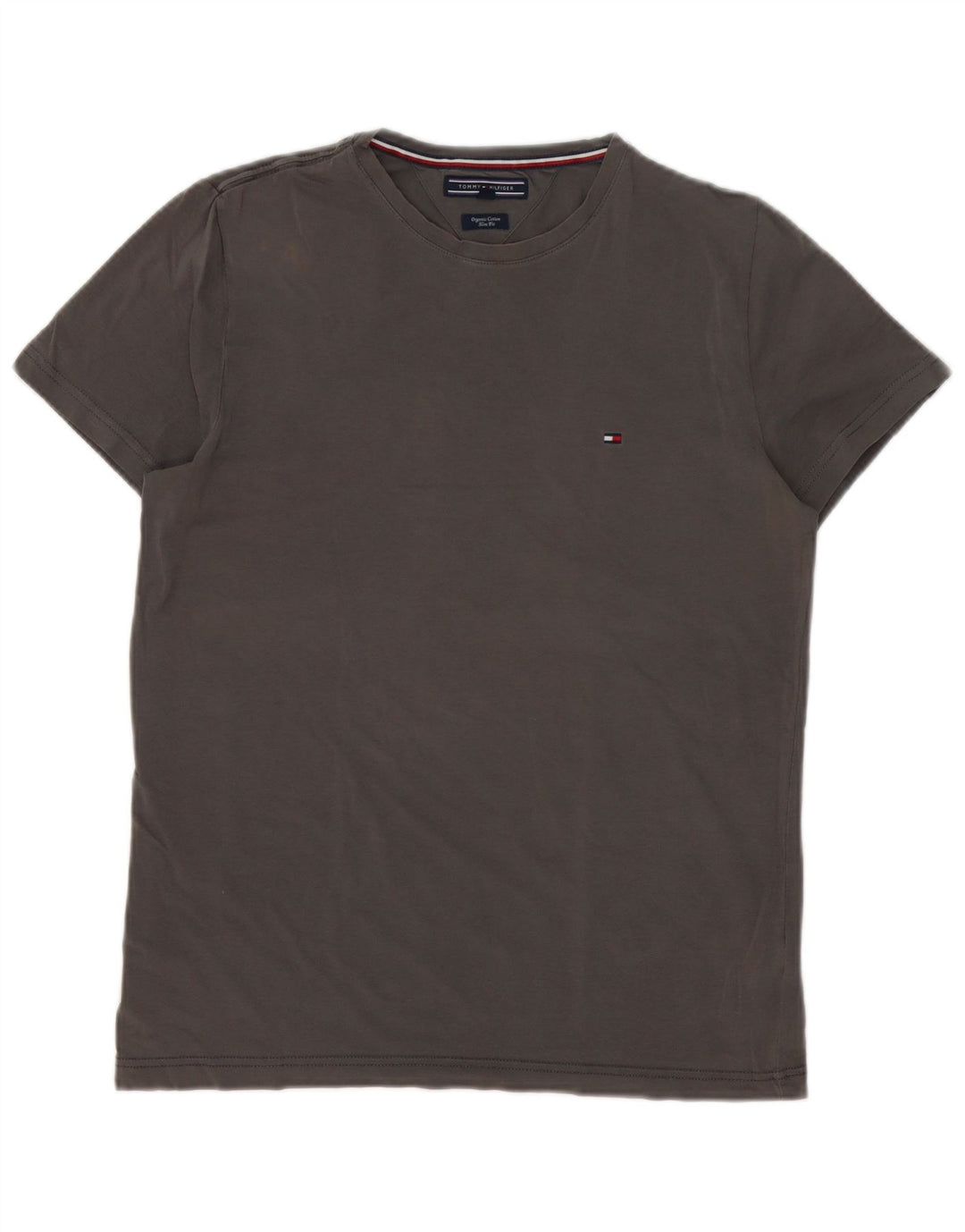 T-shirt slim fit da uomo Tommy Hilfiger Top in cotone grigio medio