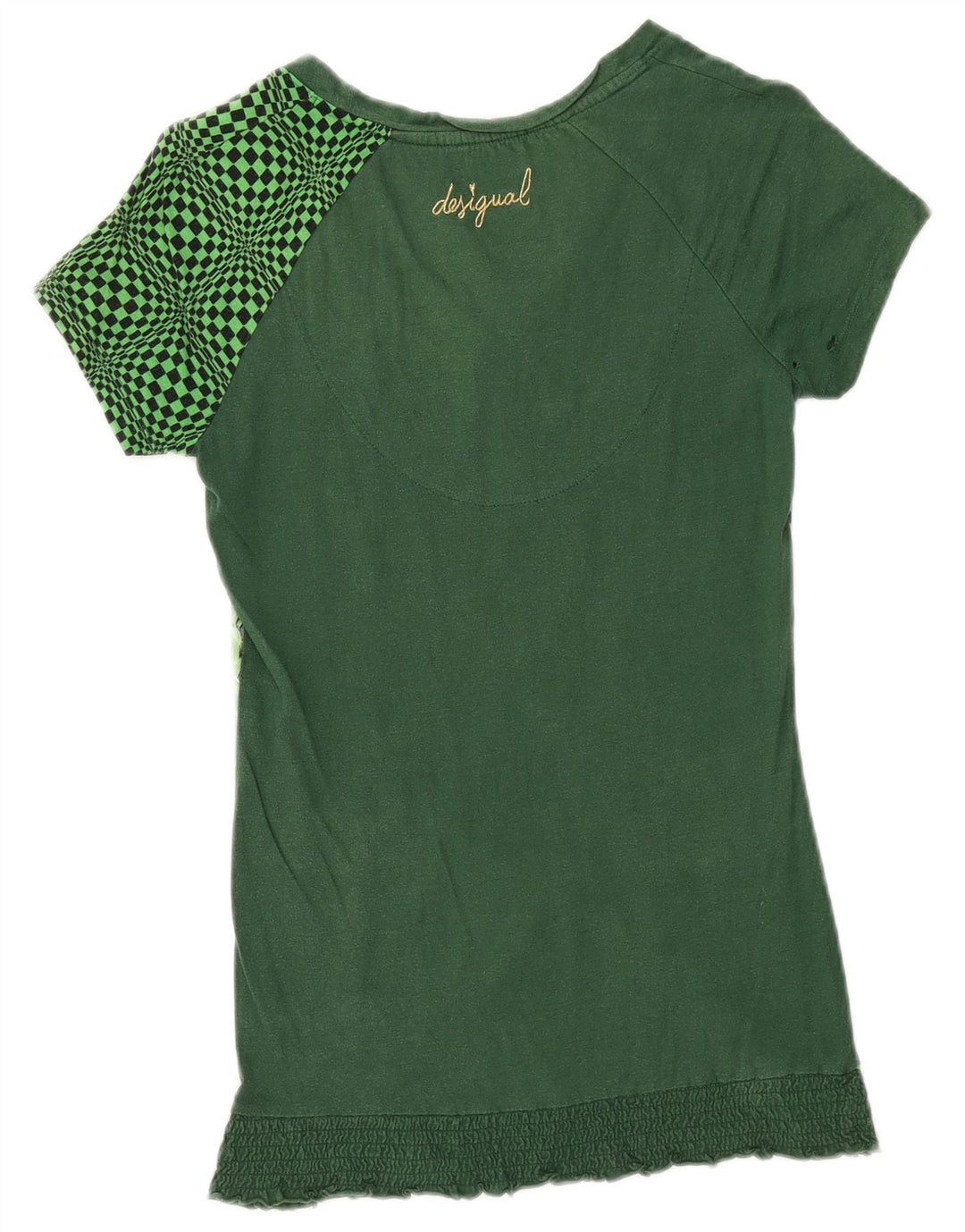 DESIGUAL T-shirt grafica da donna Top UK 8 Small Green Floral