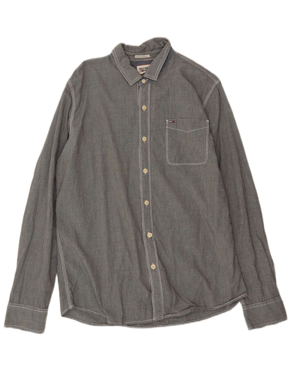 Camicia da uomo Tommy Hilfiger XL in cotone pied de poule grigio