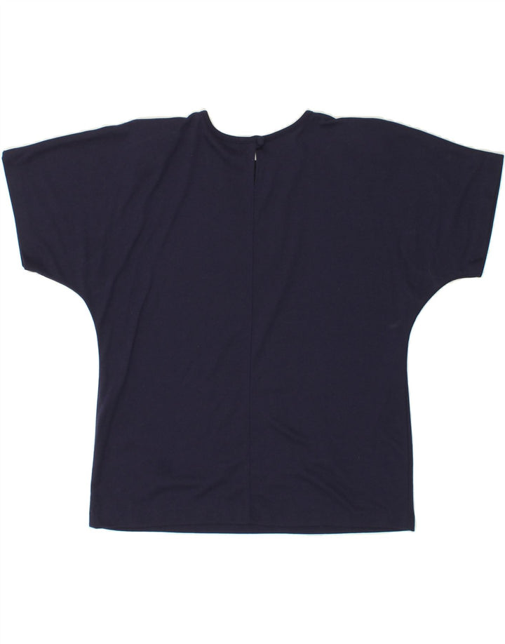 BARBARA GERWIT Womens Petite Blouse Top UK 16 Large Navy Blue Geometric Vintage Barbara Gerwit and Second-Hand Barbara Gerwit from Messina Hembry 