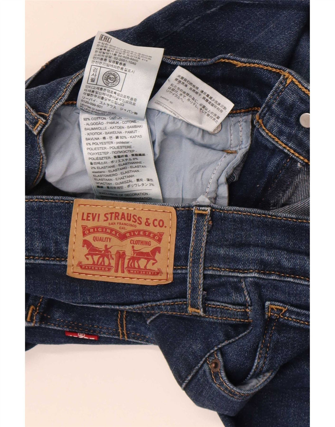 Jeans dritti a vita alta Levi's 724 da donna W29 L29 cotone blu