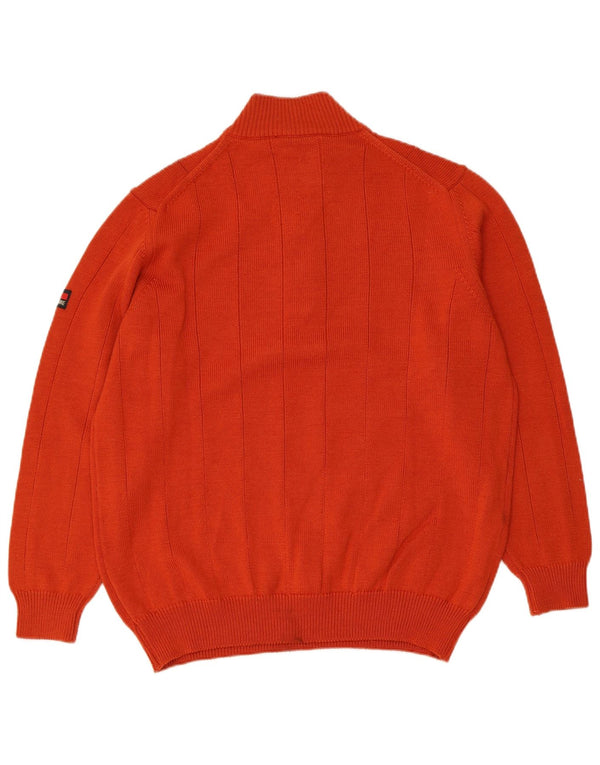 Maglione da uomo Navigare con zip e collo in lana merino arancione medio