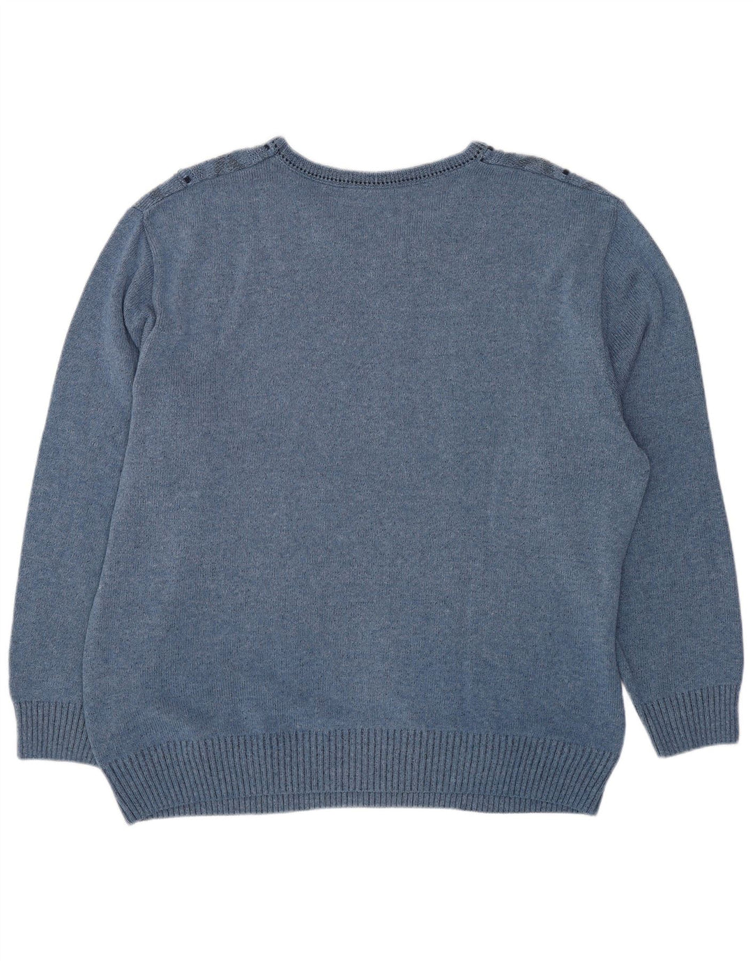 Maglione maglione con scollo a V da uomo VINTAGE UK 44 XL cotone geometrico blu