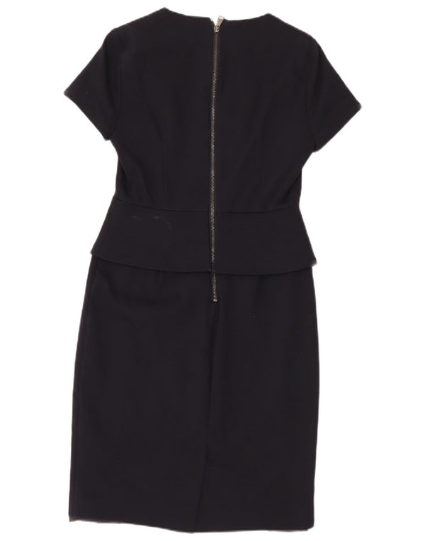 Abito peplo da donna Ted Baker taglia 2 piccolo in cotone blu navy