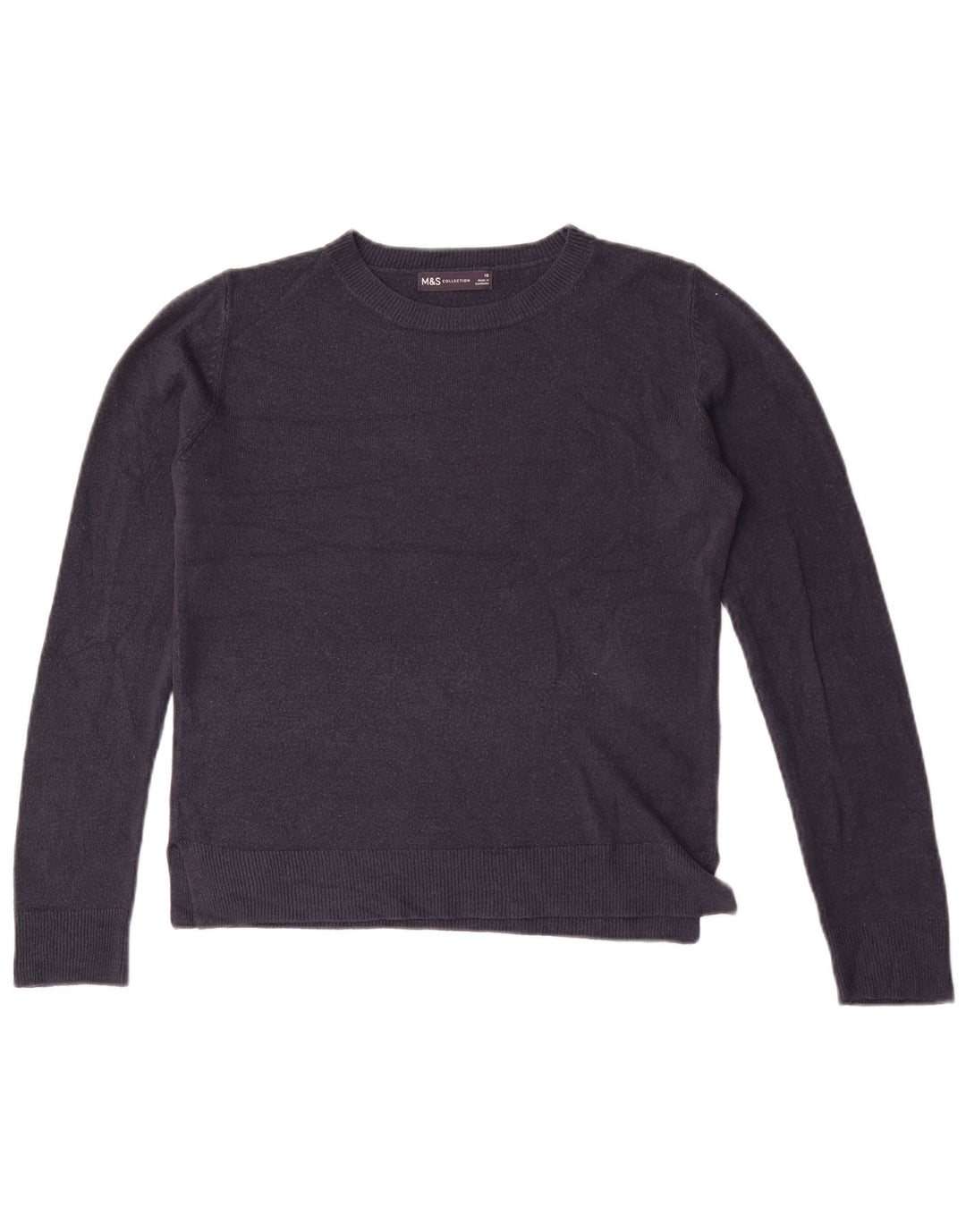 Maglione maglione girocollo da donna Marks & Spencer UK 10 piccolo blu navy