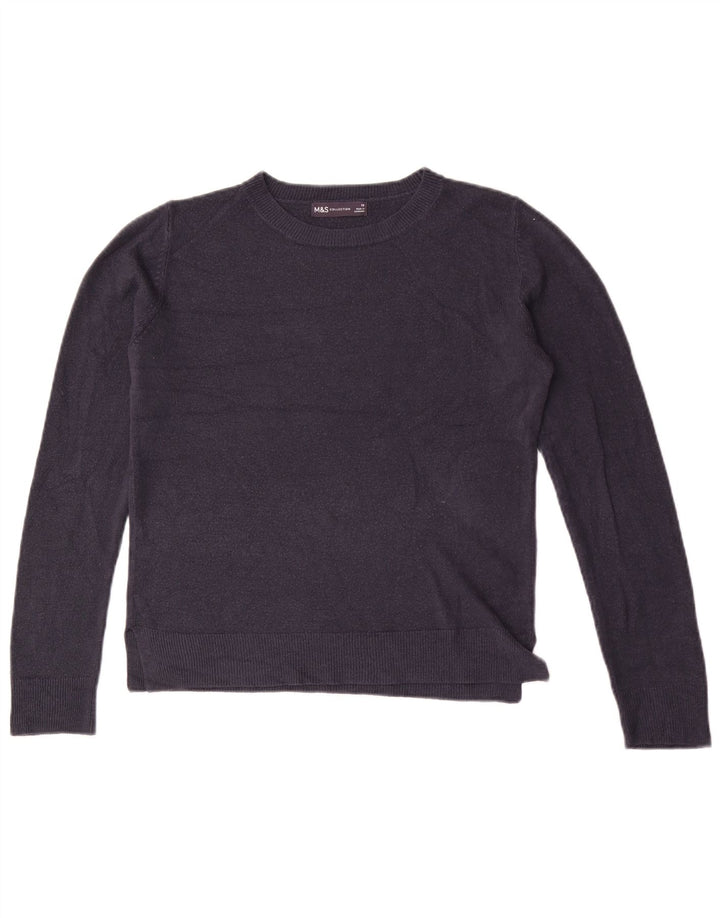 Maglione maglione girocollo da donna Marks & Spencer UK 10 piccolo blu navy