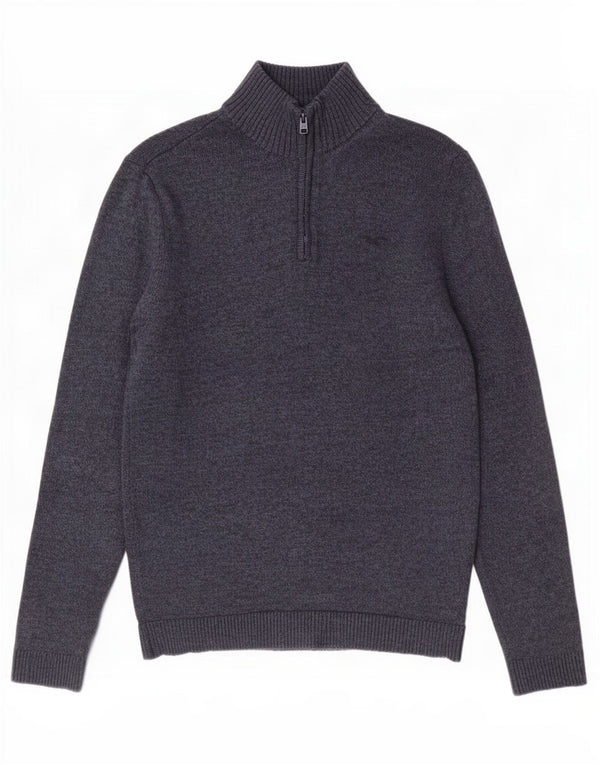 Maglione Hollister da uomo con zip e collo in cotone medio blu navy