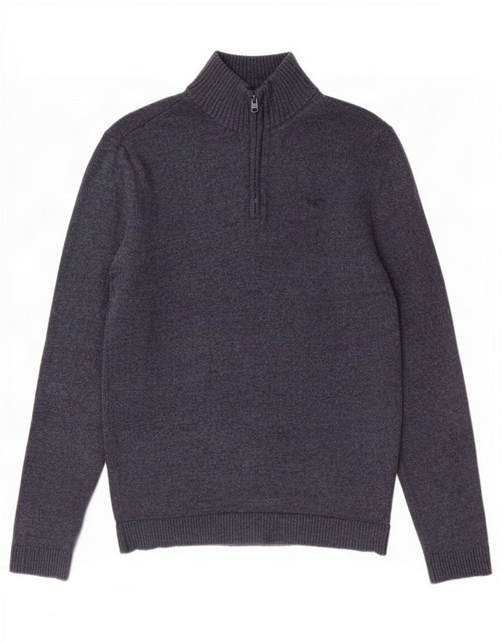 Maglione Hollister da uomo con zip e collo in cotone medio blu navy