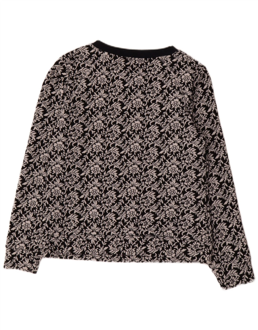 Felpa da donna Ted Baker maglione taglia 2 piccolo cotone floreale nero