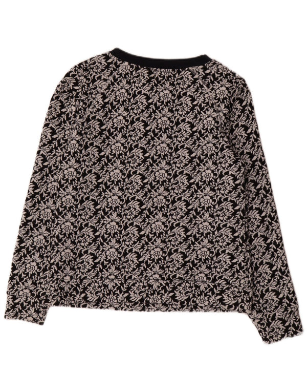 Felpa da donna Ted Baker maglione taglia 2 piccolo cotone floreale nero