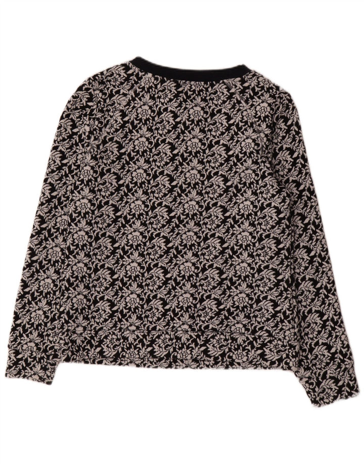 Felpa da donna Ted Baker maglione taglia 2 piccolo cotone floreale nero