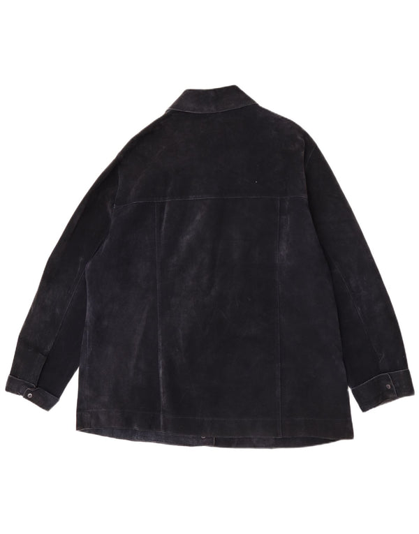 ELENA MIRO Giacca scamosciata da donna UK 18 XL Pelle blu navy