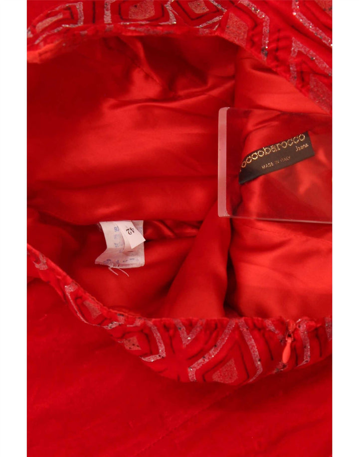 Abito senza spalline da donna Roccobarocco IT 42 Viscosa a rombi/diamanti rosso medio