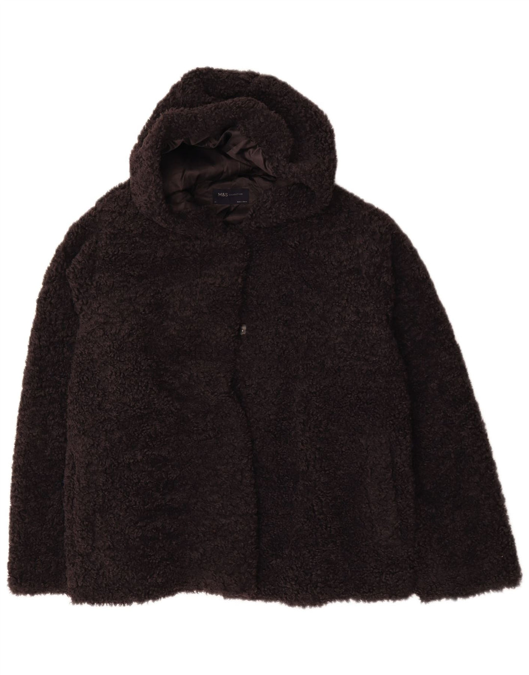 Giacca in pile con cappuccio da donna Marks & Spencer UK 22 3XL poliestere blu navy