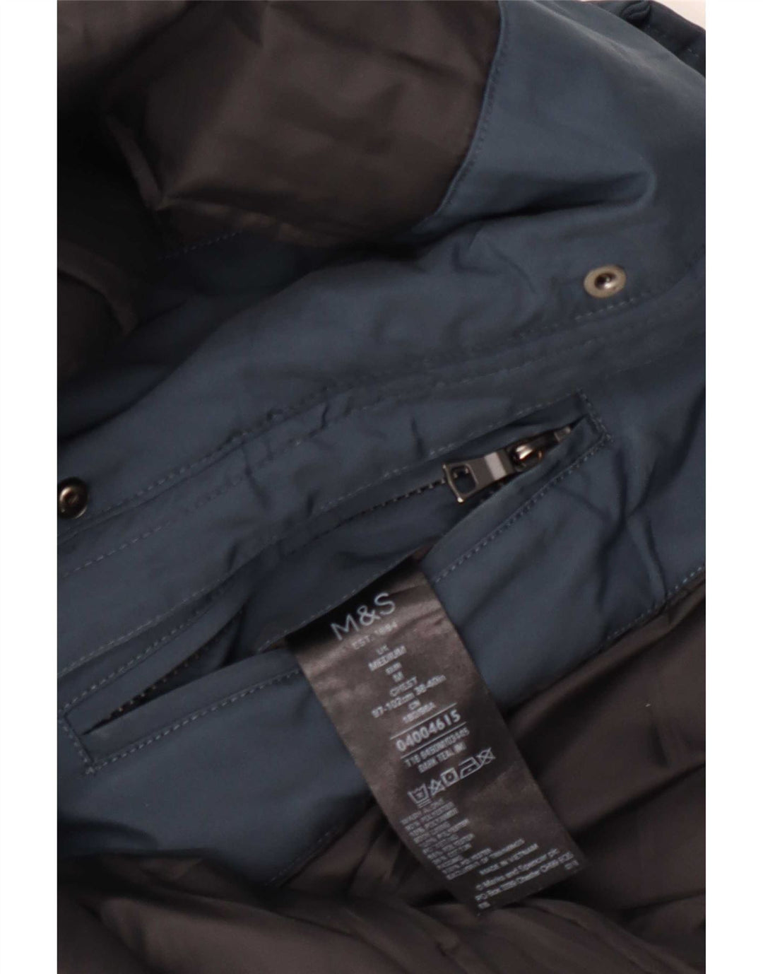 Giacca a vento con cappuccio da uomo Marks & Spencer UK 38 Poliestere blu medio