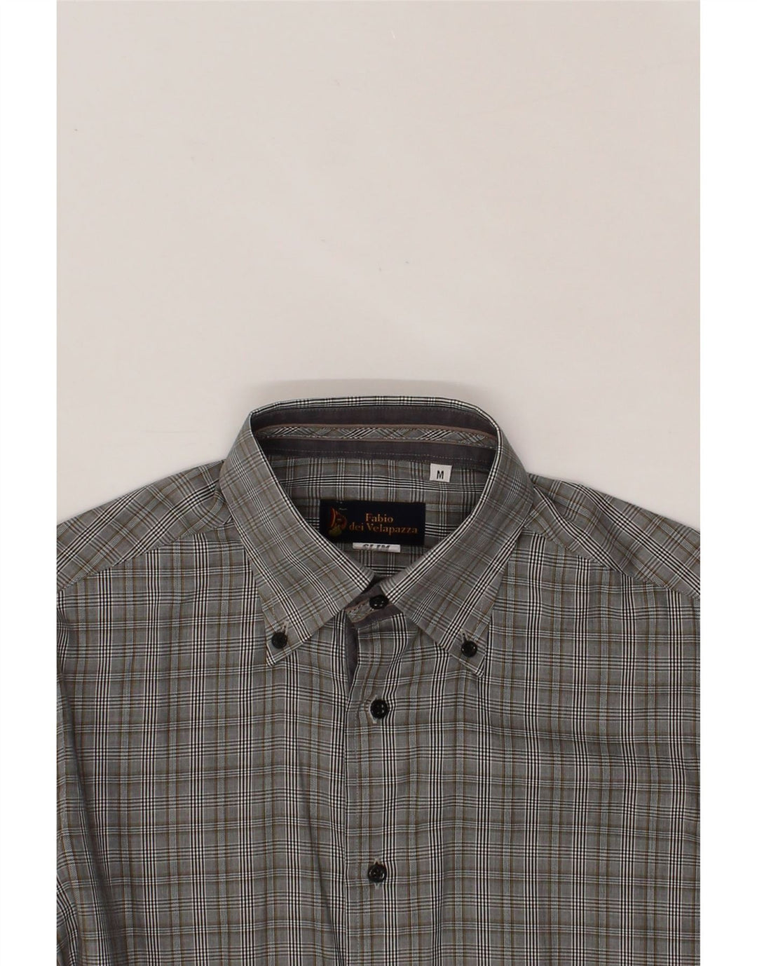 FABIO DEI VELAPAZZA Mens Shirt Medium Grey Check Cotton Vintage Fabio Dei Velapazza and Second-Hand Fabio Dei Velapazza from Messina Hembry 